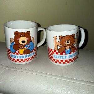 Avon Big Dipper and Little Dipper Bear Mugs - White and Red